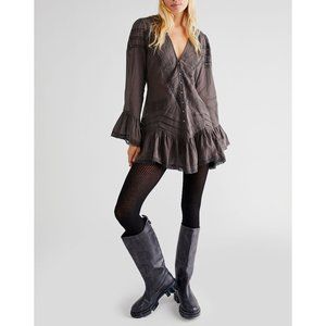 Free People Rhea Lace Tunic / Washed Black